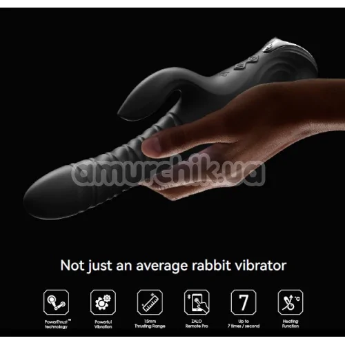 Вібратор з поштовхами і підігрівом Zalo Mose 2 Rabbit Thruster, чорний