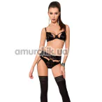 Комплект Passion Free Your Senses Tonya Set, чорний: бюстгальтер + трусики + пояс для панчіх - Фото №1