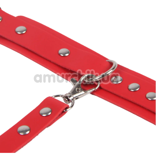 Гартеры с фиксаторами для рук Star Night BDSM Garter Belt With Handcuffs And Restraints, красные
