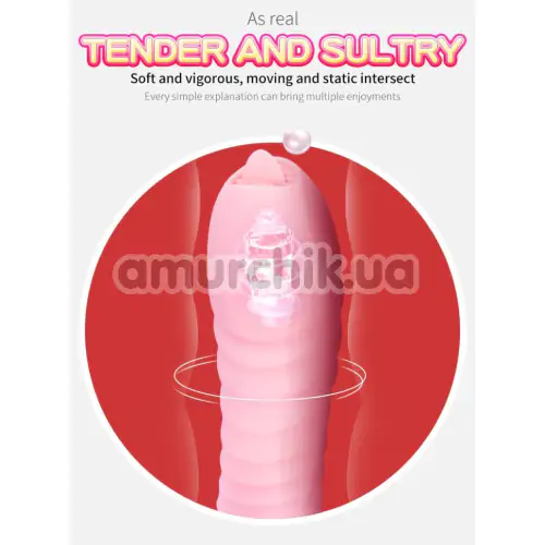 Вибратор с подогревом, ротацией и толчками FoxShow Silicone Heating and Thrusting Vibrator, розовый