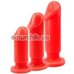 Набор из 3 анальных пробок с вибрацией Hot Storm Anal Slim Dildo Kit, красный - Фото №1