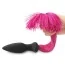 Анальна пробка з рожевим хвостом Silicone Anal Plug With Pony Tail, чорна - Фото №3