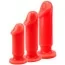 Набор из 3 анальных пробок с вибрацией Hot Storm Anal Slim Dildo Kit, красный - Фото №1