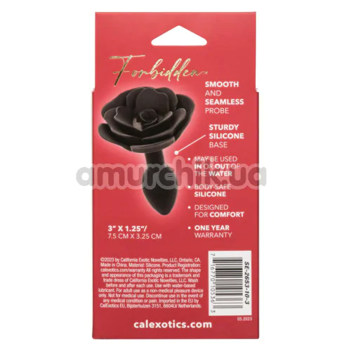 Анальна пробка Forbidden Small Rose Anal Plug, чорна