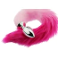 Анальная пробка с розовым хвостом GYQ Metal Anal Plug With Pink Tail, серебряная - Фото №5