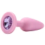 Анальная пробка с розовым кристаллом Alume Silicone Long Plug M, розовая - Фото №1