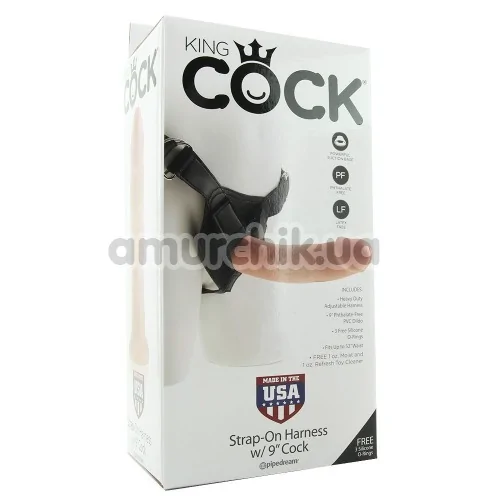 Страпон King Cock Strap-on Harness W Cock 9, тілесний