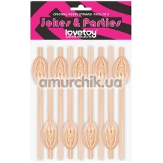 Трубочки для напитков LoveToy Jokes&Parties Pussy Straws - телесные, 9 шт - Фото №1