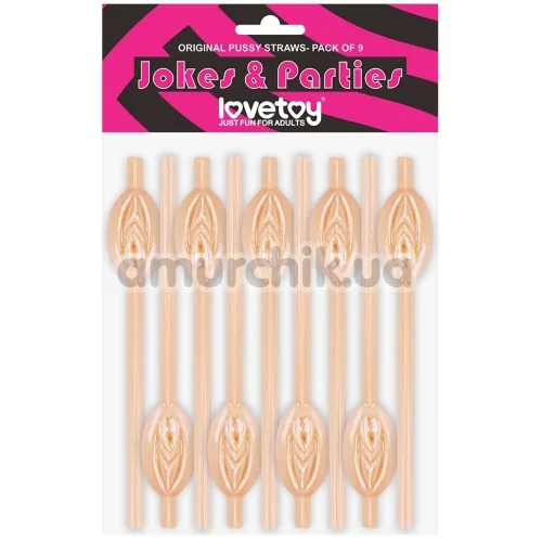 Трубочки для напитков LoveToy Jokes&Parties Pussy Straws - телесные, 9 шт - Фото №1