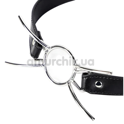 Кляп-кільце DS Fetish Spider Faux Leather, чорний