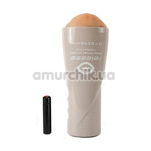 Симулятор орального сексу з вібрацією Cyberskin Release Deep Throat Stroker Vibrating, тілесний