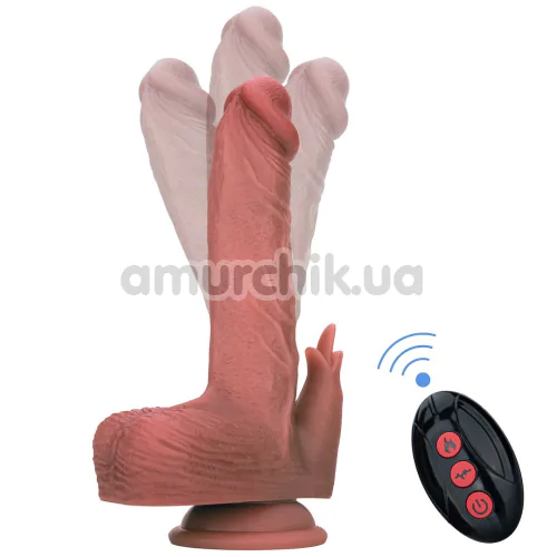 Вібратор з поштовхами, ротацією і підігрівом Natural Play Thrusting Dildo With Swing Motion And Heating D7, тілесний