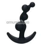 Анальная пробка Smiling Butt Plug с шариками изогнутая, черная - Фото №1