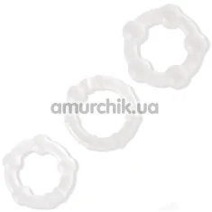Набір ерекційних кілець Power Plus Cock Ring Series Triple Beaded Ring Set, прозорий - Фото №1