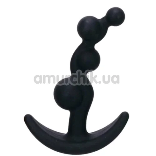 Анальна пробка Smiling Butt Plug з кульками вигнута, чорна - Фото №1