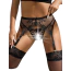 Комплект Star Night Lace Light Garter Belt, чорний: пояс для панчіх + трусики-стрінги - Фото №3