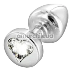 Анальна пробка з прозорим кристалом SWAROVSKI Anni R Heart T2, срібна - Фото №1