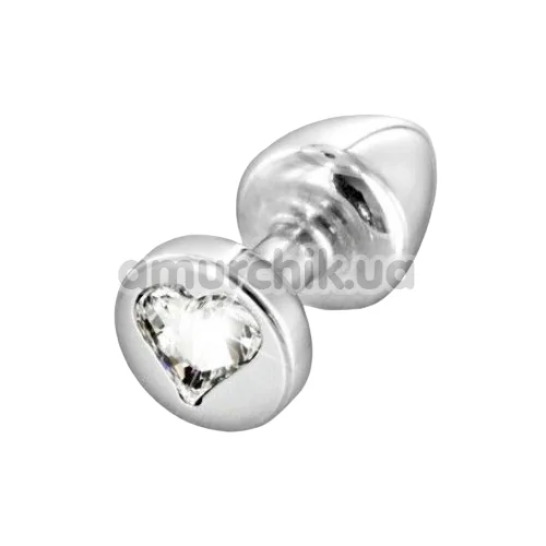 Анальна пробка з прозорим кристалом SWAROVSKI Anni R Heart T2, срібна - Фото №1