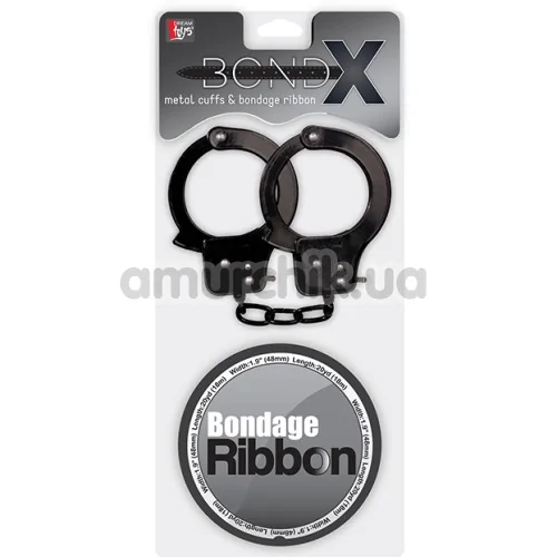 Бондажный набор BondX Metal Cuffs & Bondage Ribbon, черный