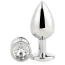 Анальная пробка с прозрачным кристаллом Gleaming Love Silver Plug L, серебряная - Фото №2