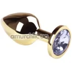 Анальная пробка с прозрачным кристаллом SWAROVSKI Gold Diamond Middle, золотая - Фото №1