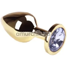 Анальная пробка с прозрачным кристаллом SWAROVSKI Gold Diamond Middle, золотая - Фото №1