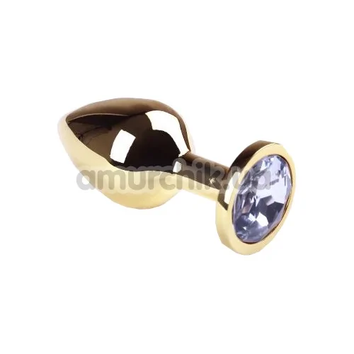 Анальна пробка з прозорим кристалом SWAROVSKI Gold Diamond Middle, золота
