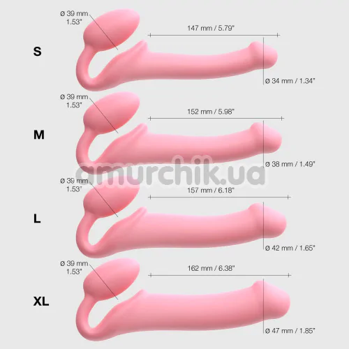 Безремневой страпон Strap-On-Me Silicone Bendable Strap-On XL, розовый
