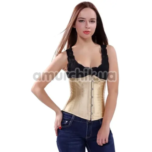 Корсет DS Fetish Vintage Satin Underbust Corset, золотой - Фото №1