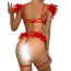 Комплект Star Night Sensual Feather & Chains, красный: бюстгальтер + трусики-стринги + пояс для чулок + гартеры - Фото №10