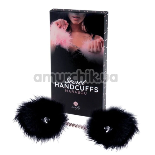 Наручники Secret Marabou Handcuffs, чорні - Фото №1