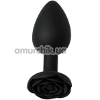 Анальна пробка Alume Silicone Rose Plug М, чорна - Фото №1