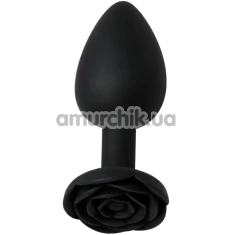 Анальна пробка Alume Silicone Rose Plug М, чорна - Фото №1
