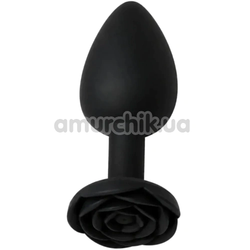 Анальна пробка Alume Silicone Rose Plug М, чорна - Фото №1