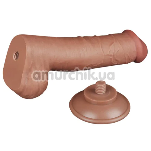 Фаллоимитатор Sliding-Skin Dual Layer Dong 8 с маленькой мошонкой, светло-коричневый