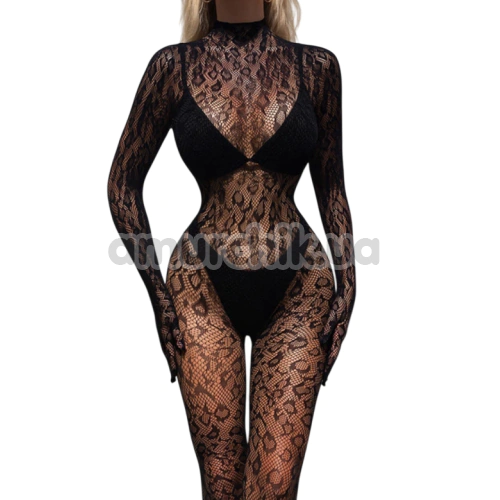 Комбинезон Star Night High Neck Leopard Bodystocking, черный