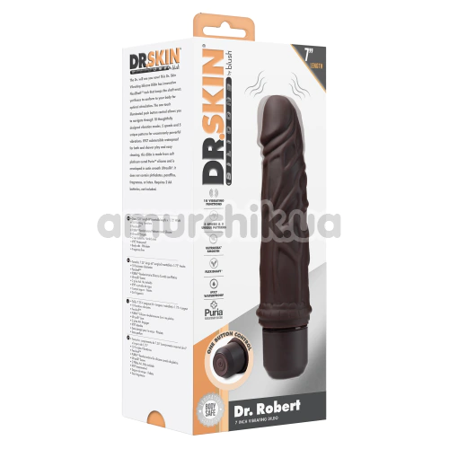Вибратор Dr. Skin Silicone Dr. Robert 7, коричневый