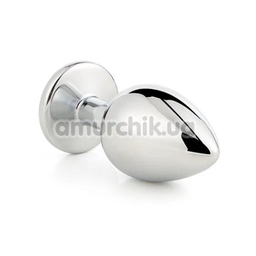 Анальная пробка с прозрачным кристаллом Gleaming Love Silver Plug L, серебряная