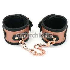 Фіксатори для рук Liebe Seele Rose Gold Memory Leather Handcuffs with Faux Fur Lining, золото-чорні - Фото №1