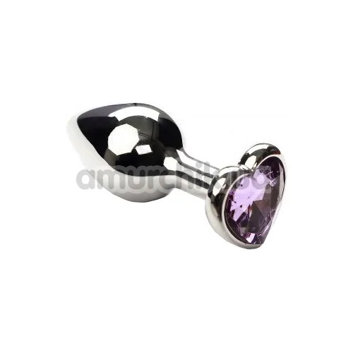 Анальна пробка з рожевим кристалом SWAROVSKI Silver Heart Tourmalin, срібна