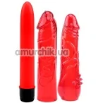 Набор из 3 предметов Hot Storm Hers Dildo Kit, красный - Фото №1