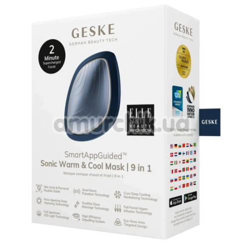 Ультразвуковой массажер-маска для лица Geske Sonic Warm & Cool Mask 9 in 1, синий