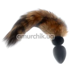 Анальна пробка з коричневим хвостиком Boss Series Fox Tail XXL, чорна - Фото №1