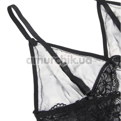 Комплект Star Night Floral Mesh Set, черный: пеньюар + трусики-стринги