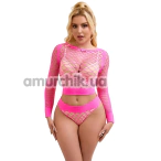 Комплект Star Night Hollow Out Fishnet Lingerie Set, розовый: топ + трусики-стринги - Фото №1