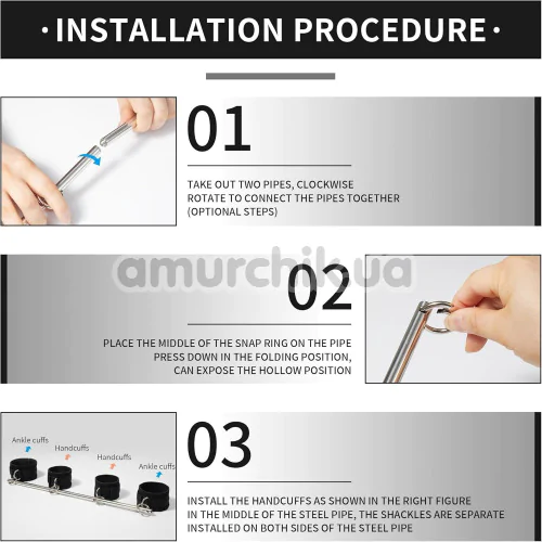 Бондажний набір Lockink Yeahwow Door Swing & Leg Spreader Bondage Set, чорний