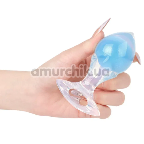 Анальная пробка Univibe Glow-In-Dark Smooth S, голубая