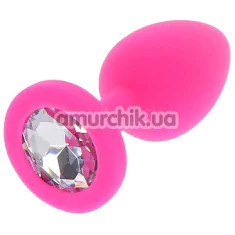 Анальная пробка с прозрачным кристаллом Anal Play Diamond Booty Jewel Small, розовая - Фото №1