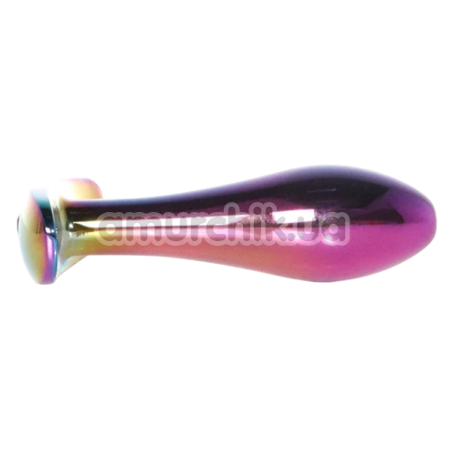 Анальная пробка с красным кристаллом Exclusivity Jewellery Multicolour Straight Plug S, радужная
