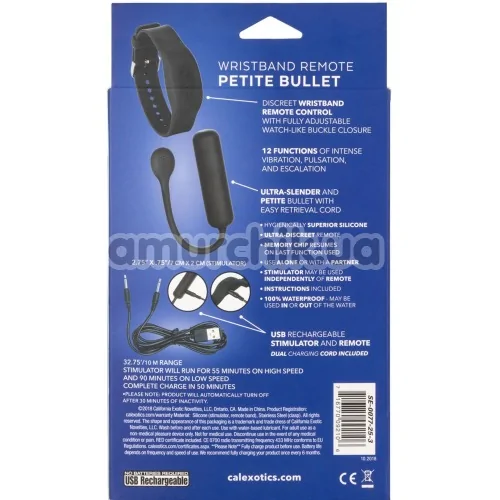 Кліторальницй вібратор Wristband Remote Petite Bullet, чорний